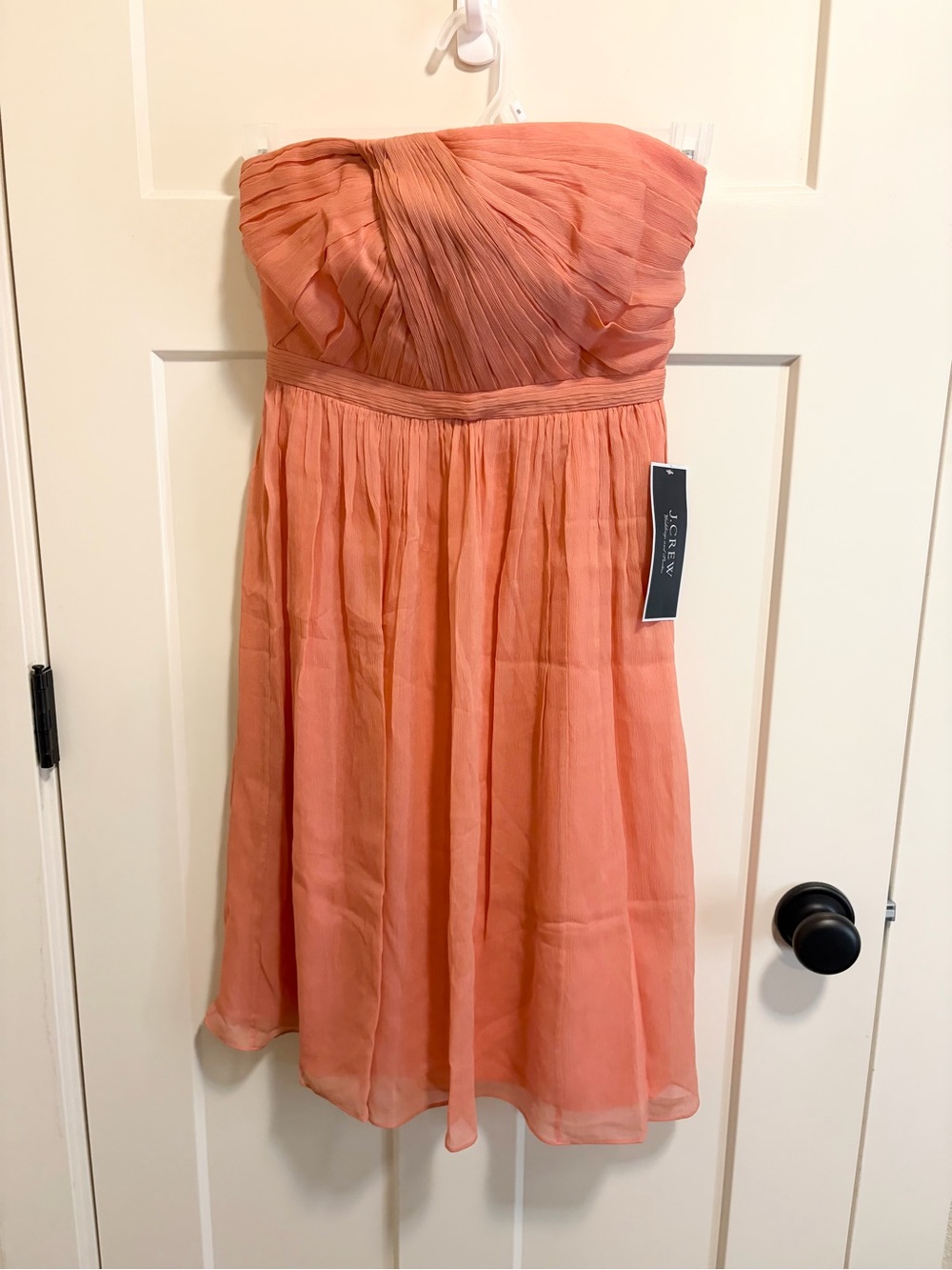 J. Crew Strapless Coral-Pink Chiffon Party Dress NWT Size Petite 4